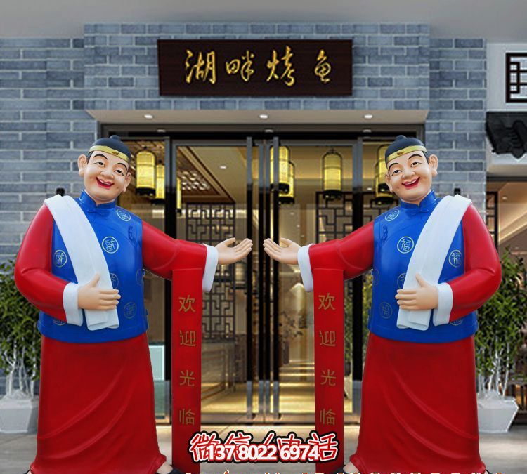 玻璃鋼精美彩繪迎賓雕塑，為您的酒店門口增添藝術(shù)氣息