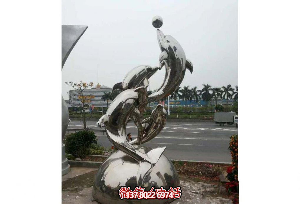 不銹鋼海豚雕塑，玩起來(lái)讓街道飛躍！