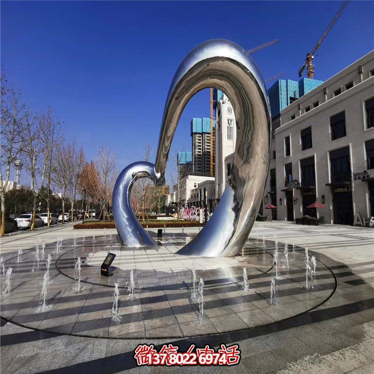 不銹鋼圓形雕塑精致工藝，拋光鏡面，抽象藝術(shù)