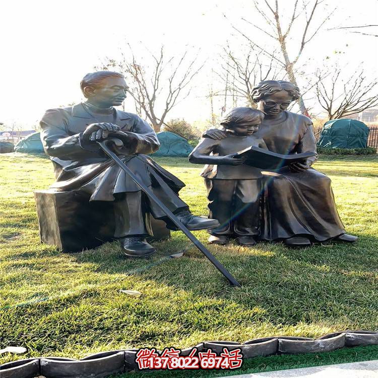 仿銅民俗人物雕塑，玻璃鋼裝飾公園戶外