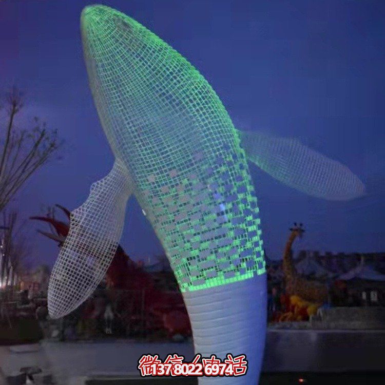 不銹鋼鯨魚雕塑景觀，營造完美空間氛圍
