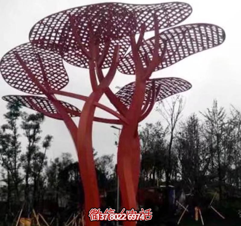 兒童安全游樂園，不銹鋼網格樹雕塑裝置