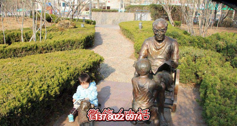 創(chuàng)意銅雕讀書雕塑，讓小朋友在園林中暢快閱讀