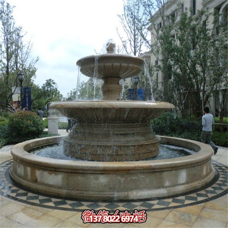 歐式雙層大理石流水噴泉，為小區(qū)增添高貴氣質(zhì)