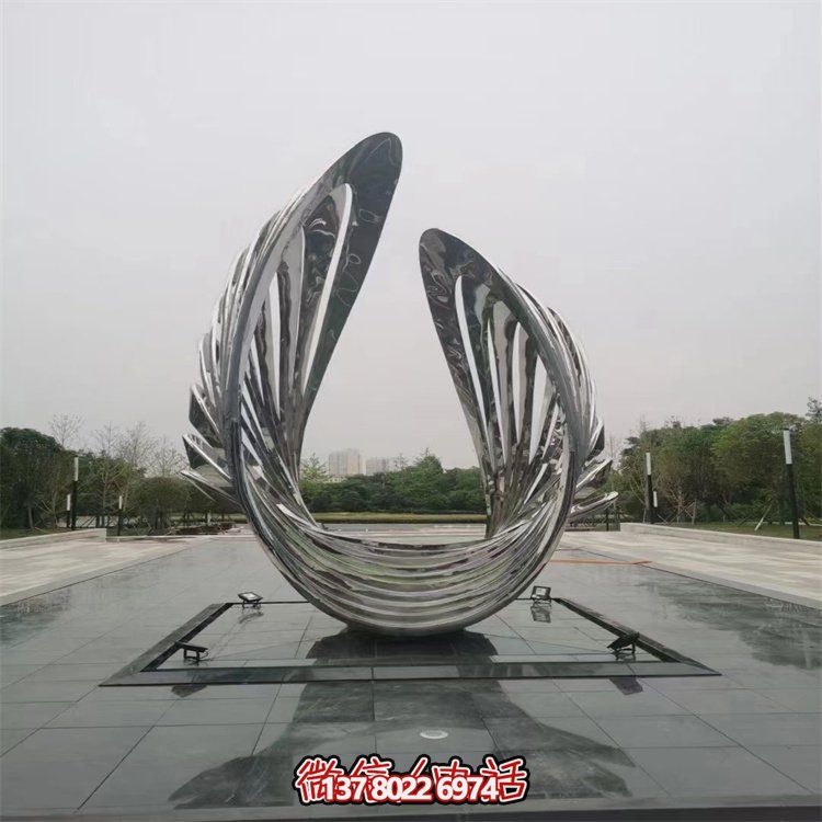 不銹鋼抽象翅膀藝術(shù)雕塑，為戶外廣場(chǎng)增添獨(dú)特景觀