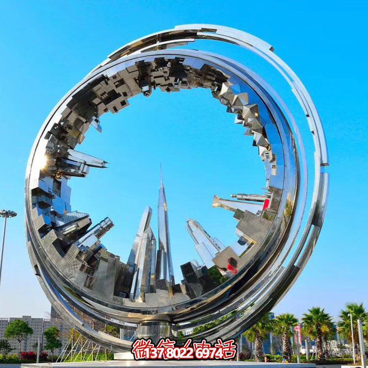 不銹鋼抽象齒輪雕塑，點綴園林景觀