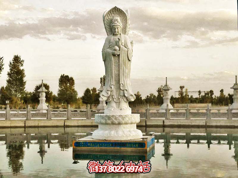 大型漢白玉石雕觀音雕塑，讓你的戶外景區(qū)更加完美