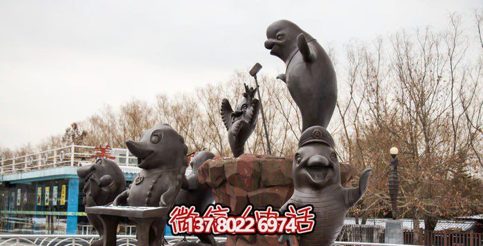 不銹鋼海豚雕塑，個(gè)性創(chuàng)意花園裝飾
