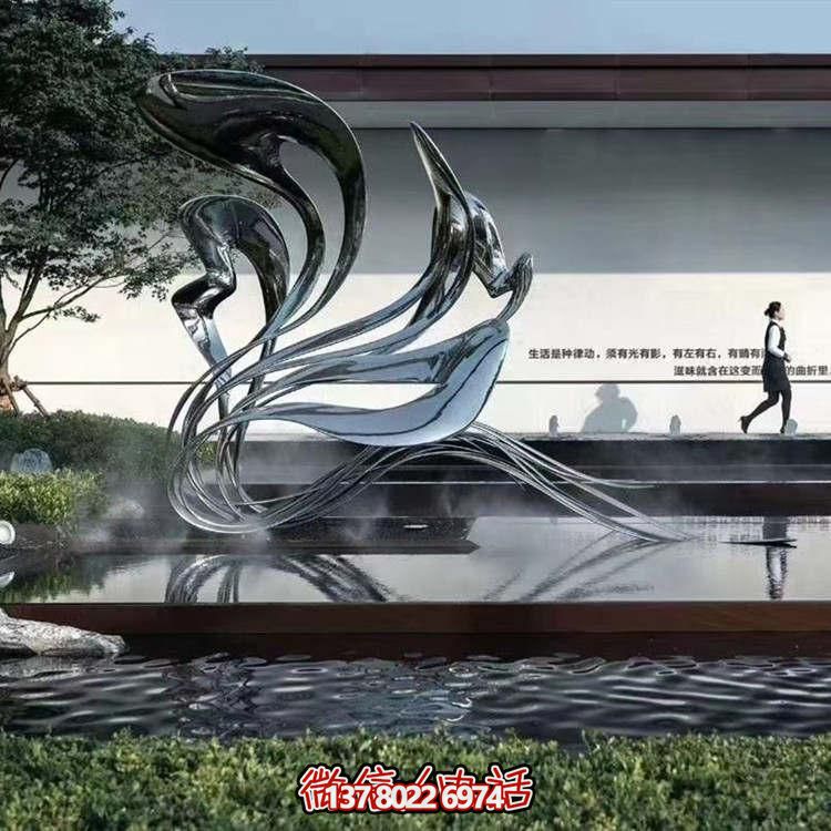 大型不銹鋼抽象雕塑，現(xiàn)代水景景觀創(chuàng)意裝飾