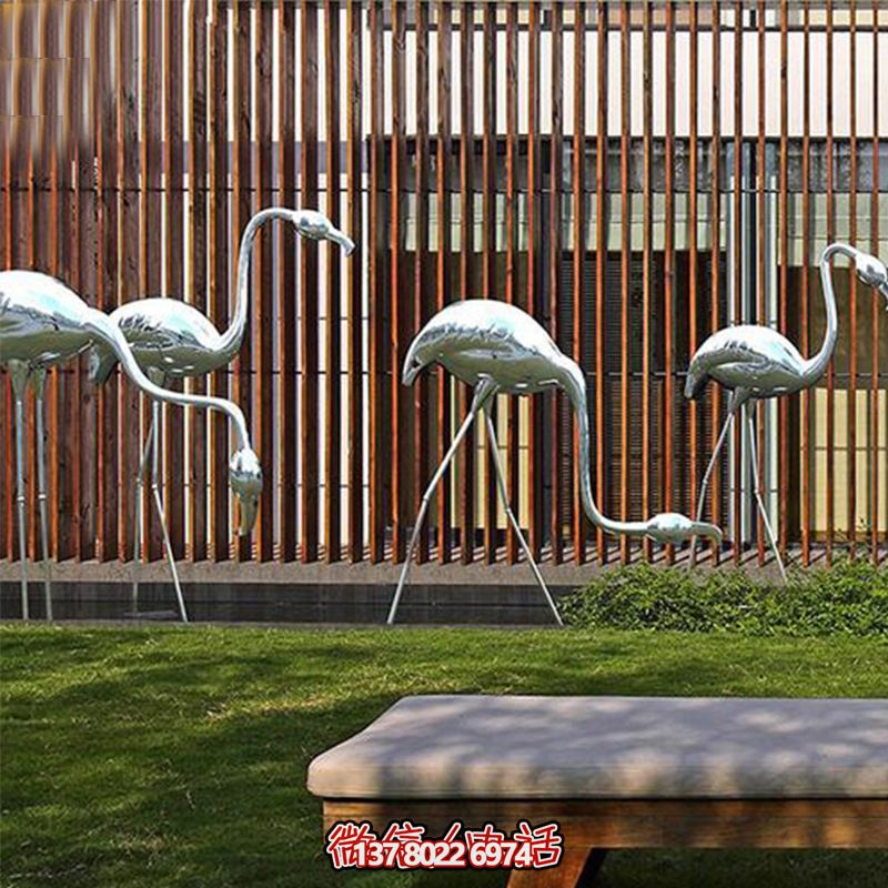 公園休閑裝飾，精美不銹鋼雕塑火烈鳥