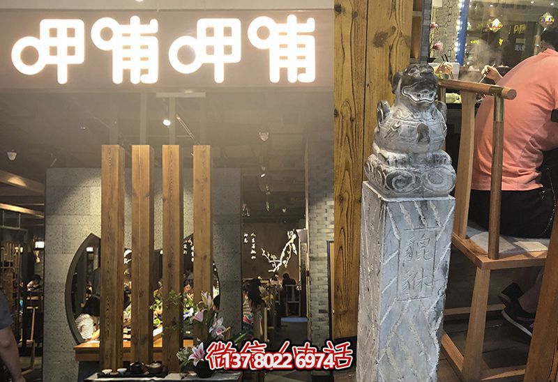 馬柱雕塑，為飯店室內(nèi)裝飾添彩