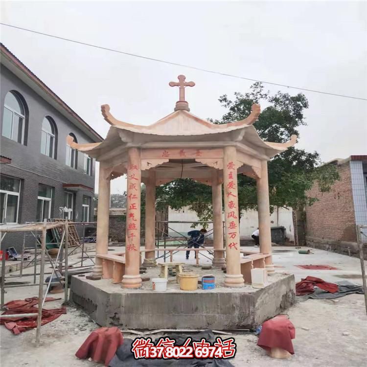 天然大理石涼亭，營造休閑庭院