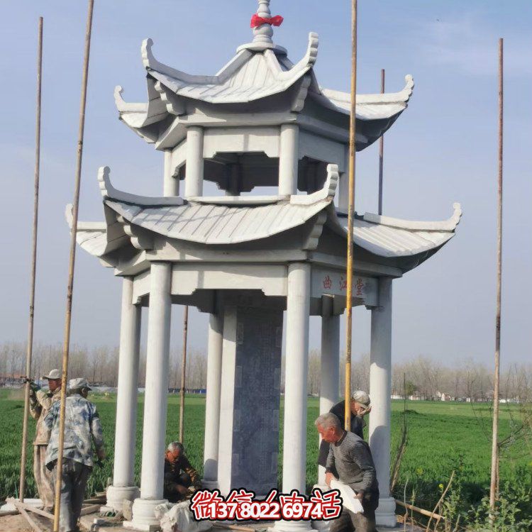 雙層大理石石雕涼亭，點綴家園，打造美麗園林景觀