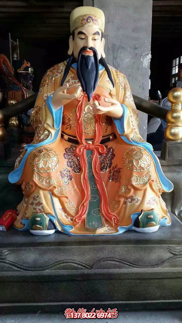 精美供奉財(cái)神雕塑，玻璃鋼彩繪絢麗奪目