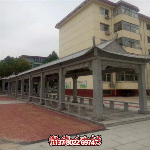仿古建筑石雕長廊亭子，打造文化小區(qū)廣場(chǎng)雕塑