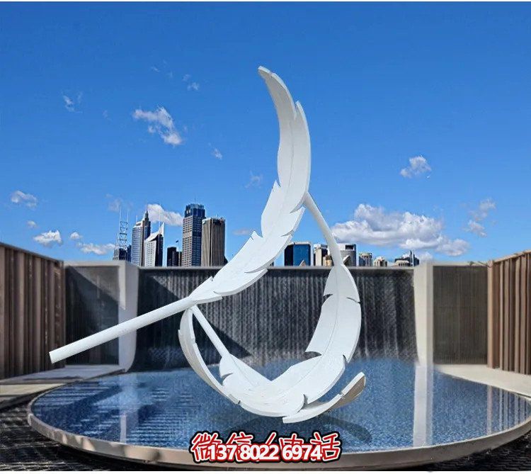 大型不銹鋼鏡面羽毛雕塑，創(chuàng)意園林景觀裝置