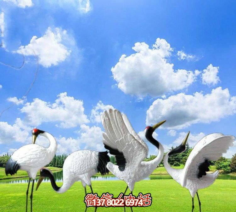 仙鶴彩繪玻璃雕塑，一次欣賞美麗風(fēng)景