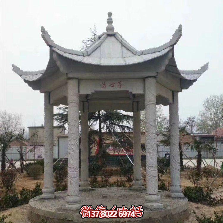 青石仿古石雕涼亭，營造寧靜田園風(fēng)情