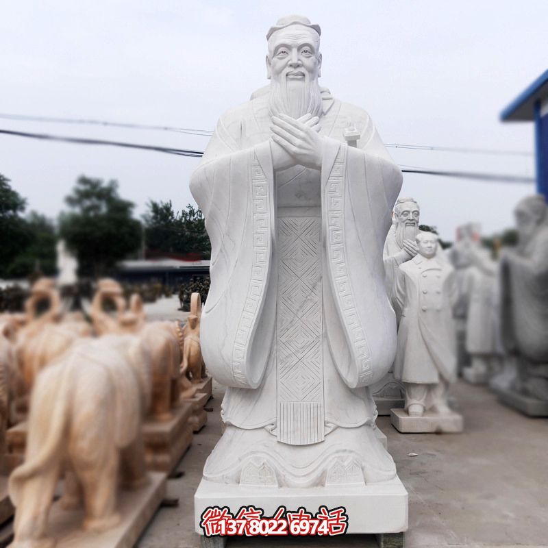 漢白玉孔子雕塑傳承中華文化，融入創(chuàng)意景區(qū)
