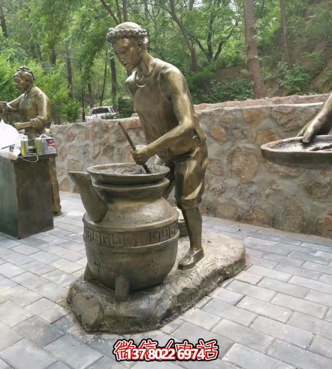 仿銅情景人物玻璃鋼雕塑，環(huán)境美化街道戶外小品