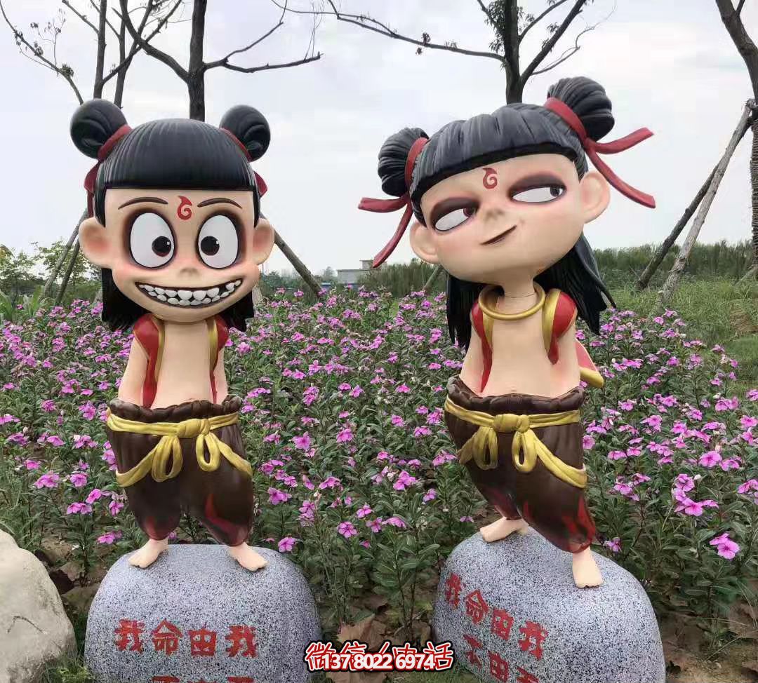 哪吒彩繪玻璃鋼雕塑，為公園廣場帶來獨特藝術(shù)氛圍