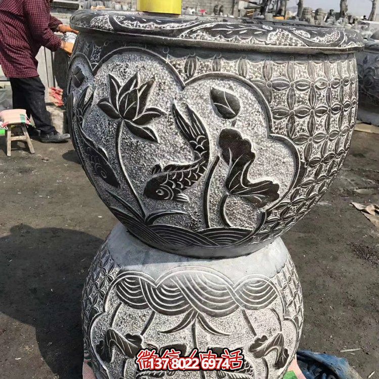 古典中式仿古石雕花盆，為您的庭院增添古風雅致