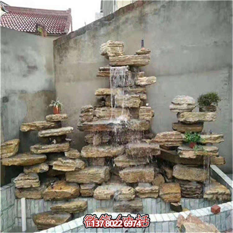 大型立式層流水假山石造景，給你驚艷的室外庭院廣場(chǎng)