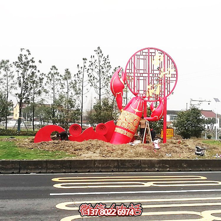 大型玻璃鋼龍蝦模型雕塑，裝飾城市街道邊