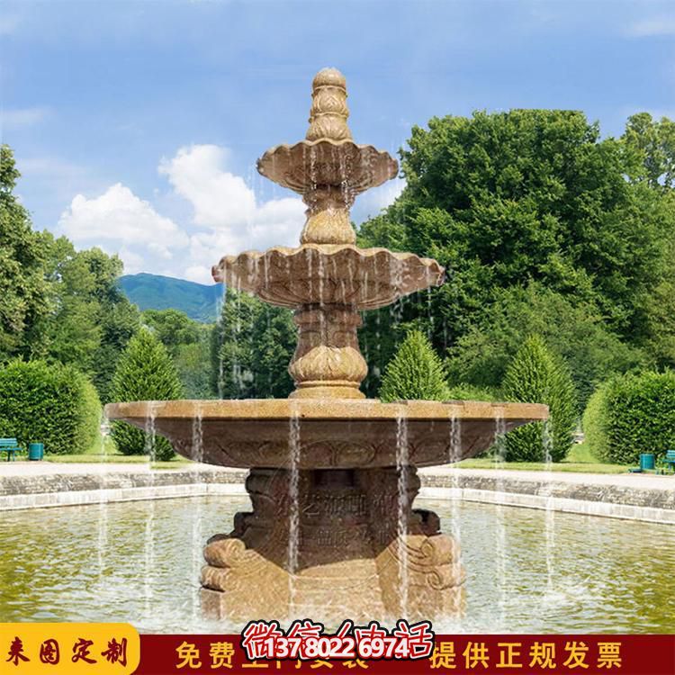 流水紅晚霞，石雕戶外景區(qū)擺件