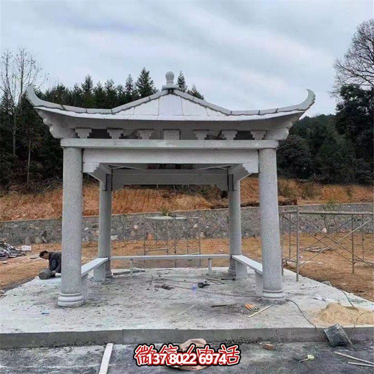獨(dú)具魅力的石雕涼亭，點(diǎn)綴園林景觀