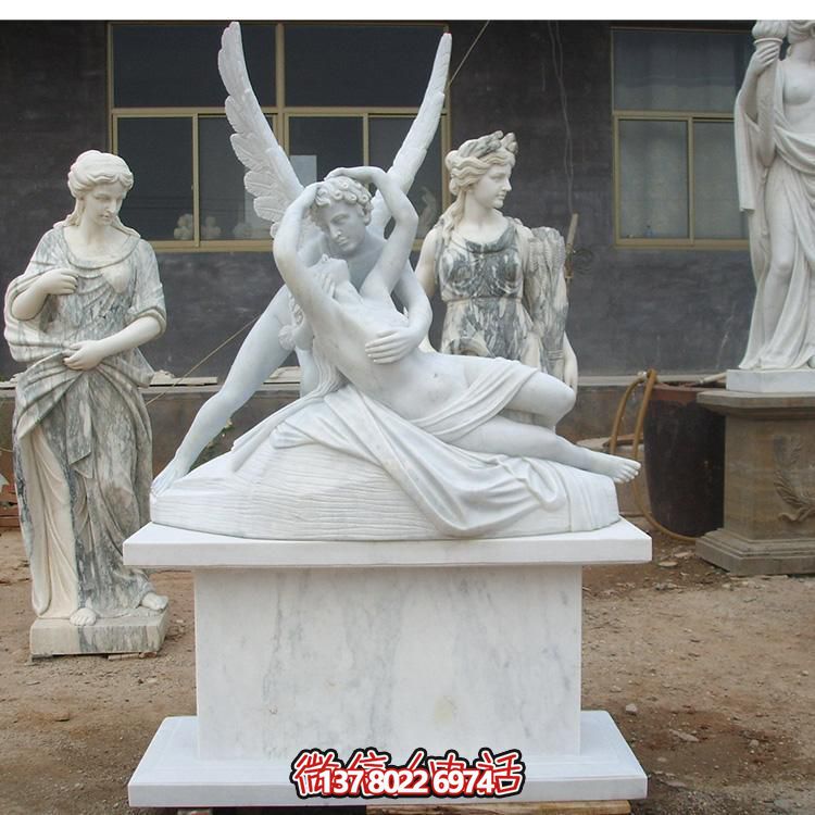 西方天使?jié)h白玉雕塑，美化景區(qū)廣場(chǎng)