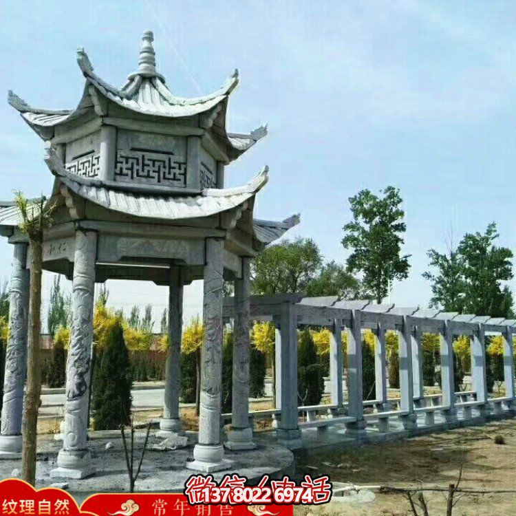 甄選優(yōu)質(zhì)大理石雙層涼亭，精美絕倫的雕塑美景