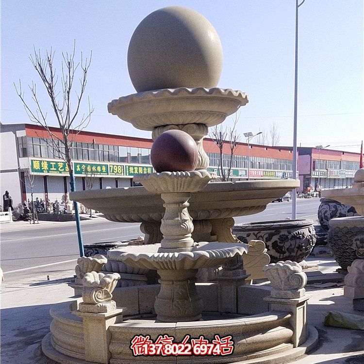 大理石石雕戶(hù)外園林景觀(guān)風(fēng)水球流水?dāng)[件噴泉