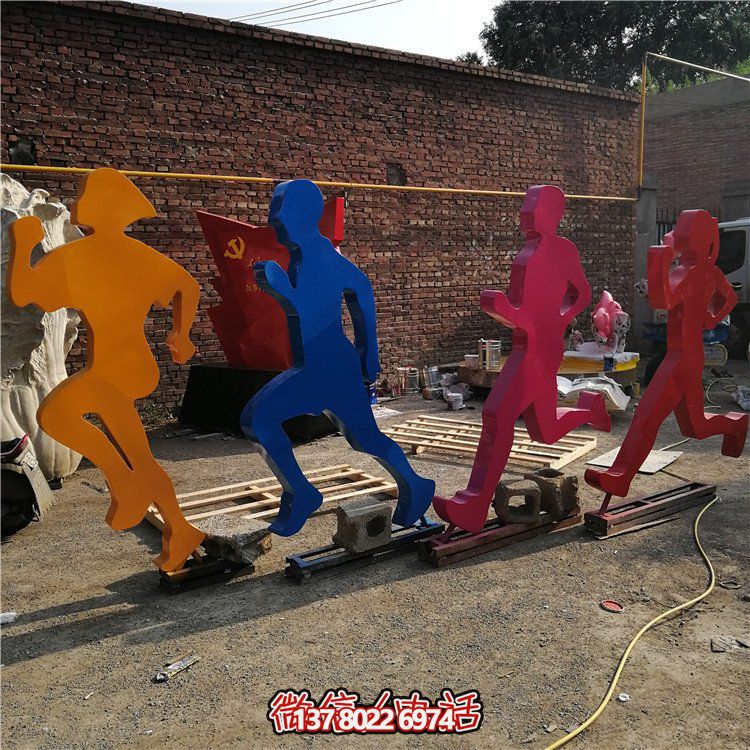 跑步，玻璃鋼剪影抽象人物運(yùn)動(dòng)雕塑