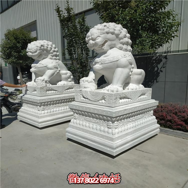 企業(yè)工廠(chǎng)大理石石雕門(mén)口一對(duì)獅子雕塑